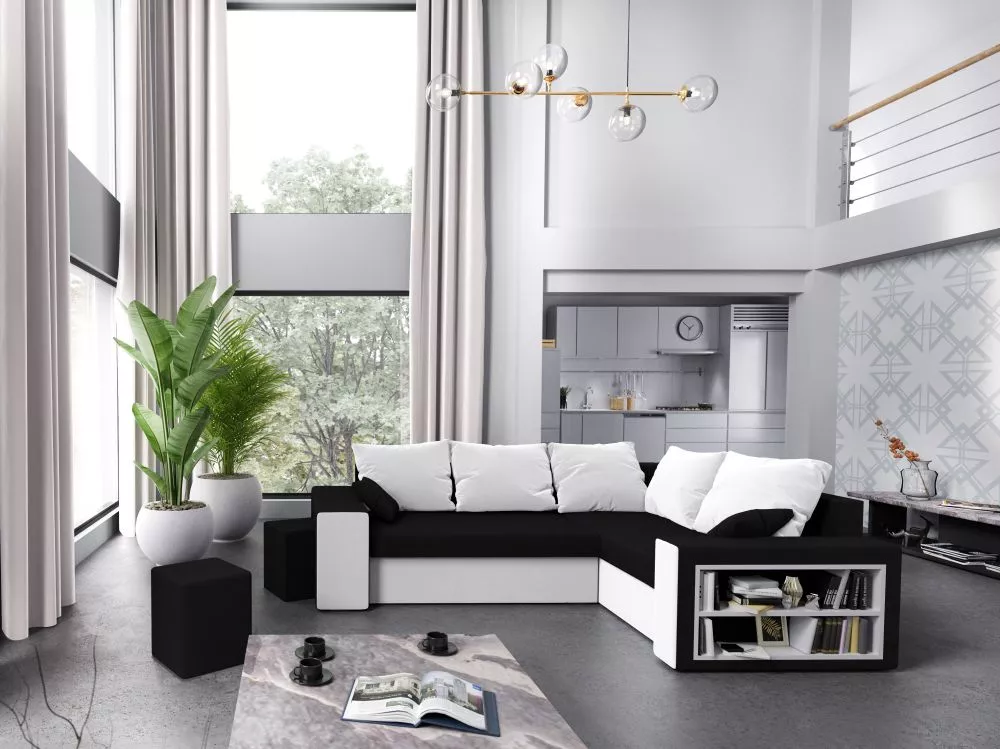 Dīvāns Dallas Standard · Melns + balts · 180 × 260 × 72 cm