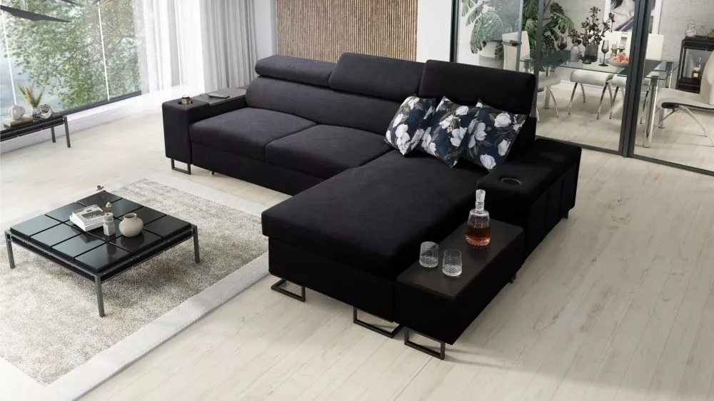 Dīvāns Melody 1 Maxi Standard · Melns · 182 × 291 × 84 cm