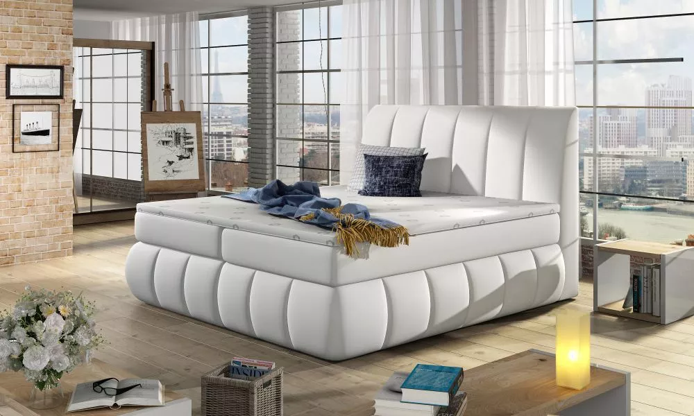 Gulta Vincenzo Boxspring Classic standard Guļamvietas platums: 140 cm, Guļamvietas garums: 200 cm, · Balts · 160 × 224 ×