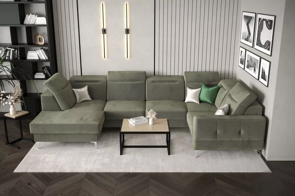 Dīvāns Malibu Max 2 standard · Olīvu · 182 × 350 × 90 cm