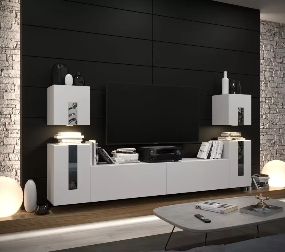 Sekcija New Concept C83 ar LED · Balts · 240 × 35 × 120 cm