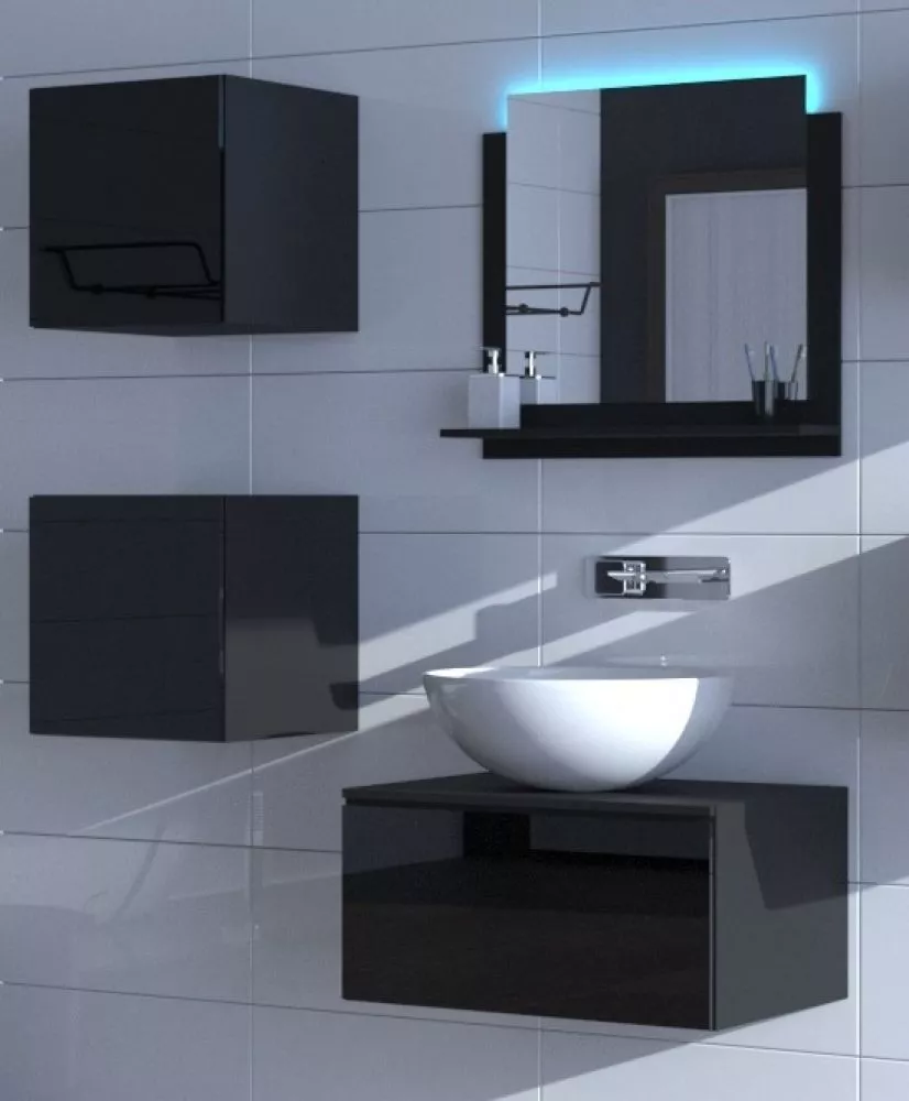 Vannas istabas komplekts Alius 26 ar LED · Melns · 110 × 42 cm