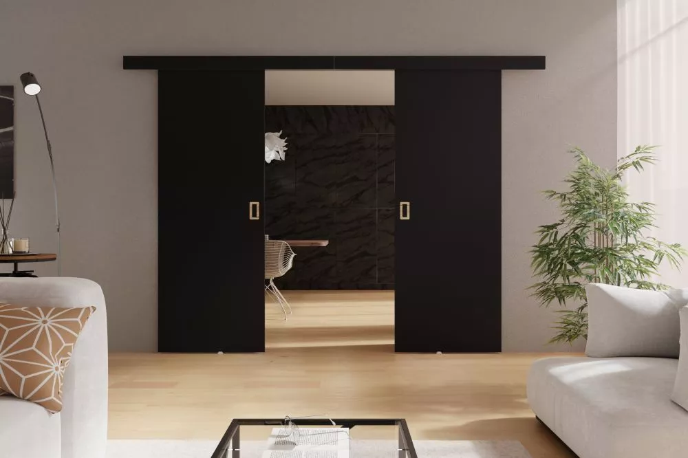 Bīdāmās durvis Werdi Duo · Melns · 132 × 205 cm