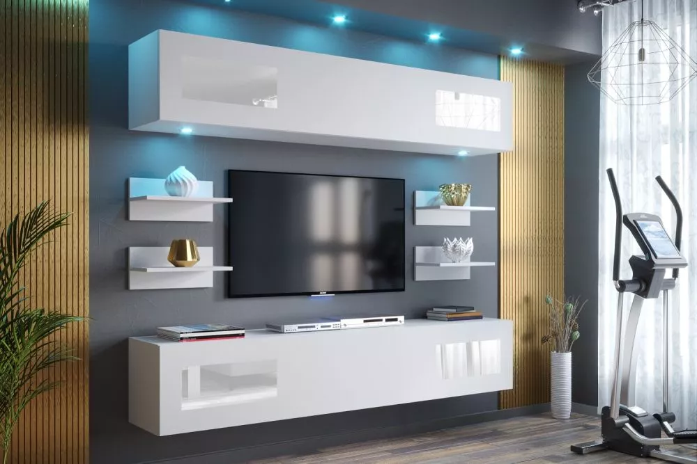 Sekcija Flora ar LED · Balts · 200 × 35 × 190 cm