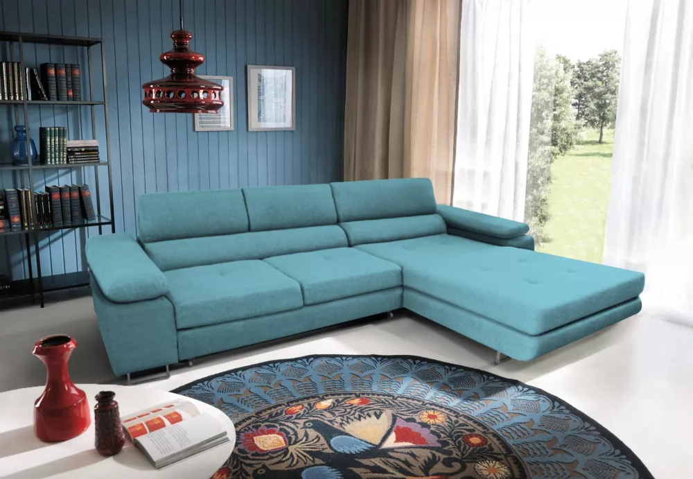 Dīvāns Anton Mini Premium Standard · Gaiši zils · 200 × 273 × 73 cm