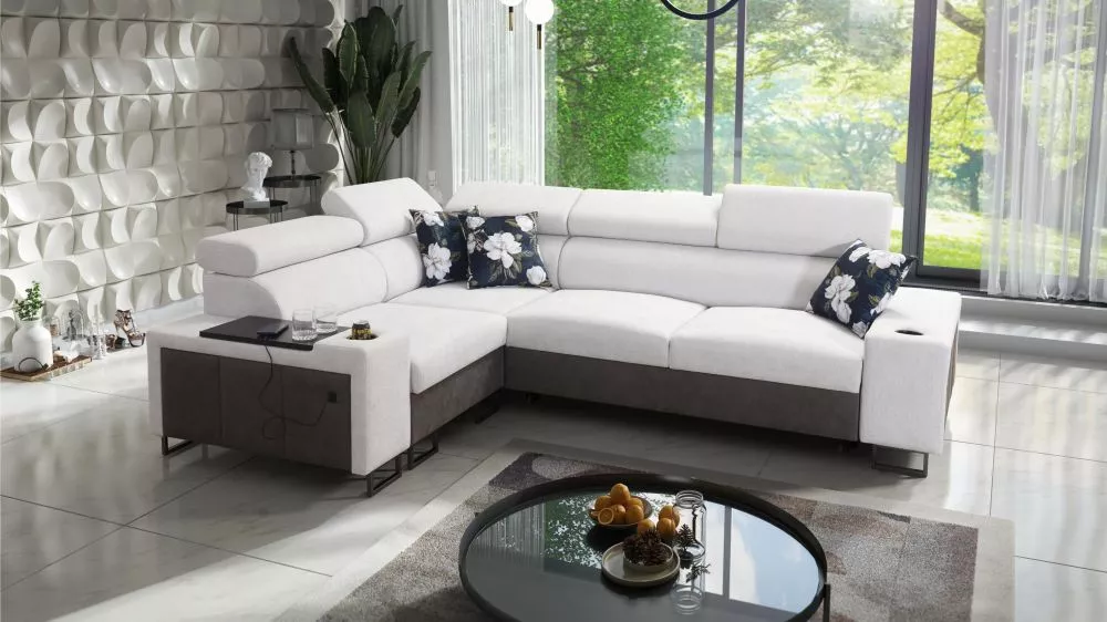 Dīvāns Melody 2 Premium Standard · Gaiši pelēks + grafīts · 205 × 282 × 84 cm