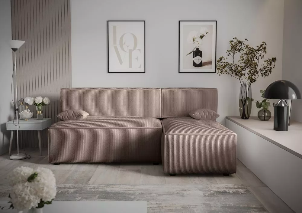 Dīvāns Mira L Standard · Kapučino · 140 × 200 × 90 cm