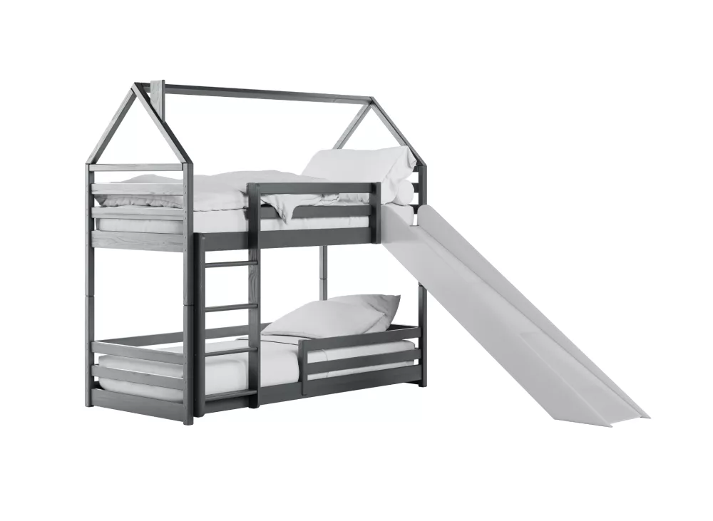 Bērnu gulta Play ar stelāžām Guļamvietas platums: 90 cm, Guļamvietas garums: 190 cm, · Grafīts · 248 × 198 × 175 cm