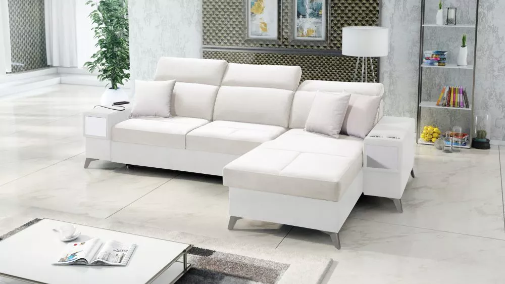 Dīvāns Deus 1 Premium Standard · Krēms + balts · 184 × 286 × 83 cm