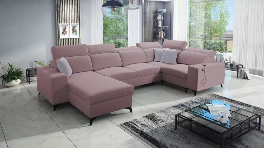 Dīvāns Bartone 4 Mix Standard · Rozā · 203 × 361 × 83 cm