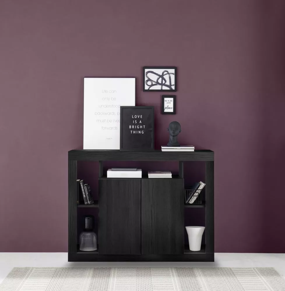 Kumode Rimini 02 · Melns · 134 × 42 × 102 cm