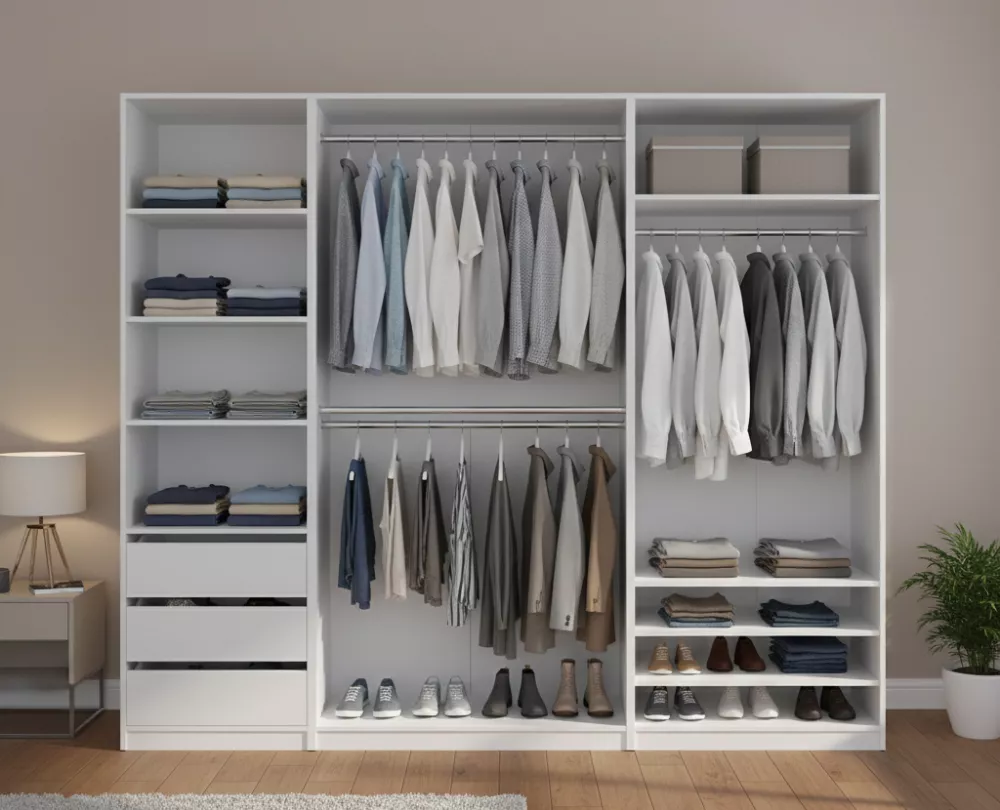 Skapis Tres Set 16 · Balts · 240 × 51 × 206 cm