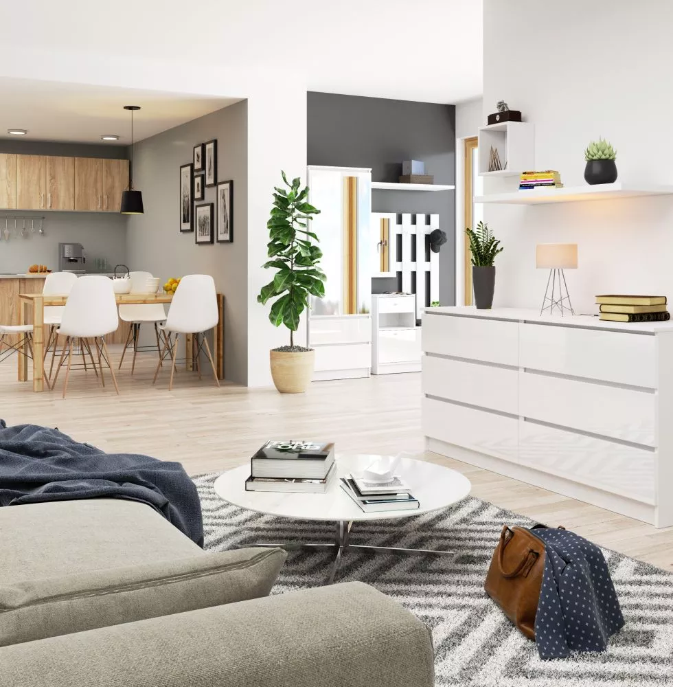 Kumode K-160 6 Gloss · Balts · 160 × 40 × 77 cm