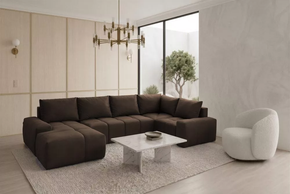 Dīvāns Marcelo 4 Standard · Tumši brūns · 185 × 324 × 83 cm