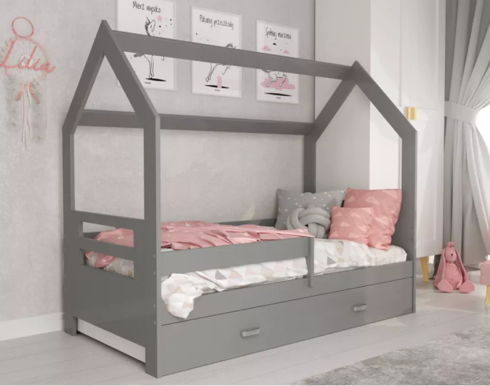 Bērnu gulta Domek D3-B ar stelāžu Guļamvietas platums: 80 cm, Guļamvietas garums: 160 cm, · 87 × 164 × 144 cm