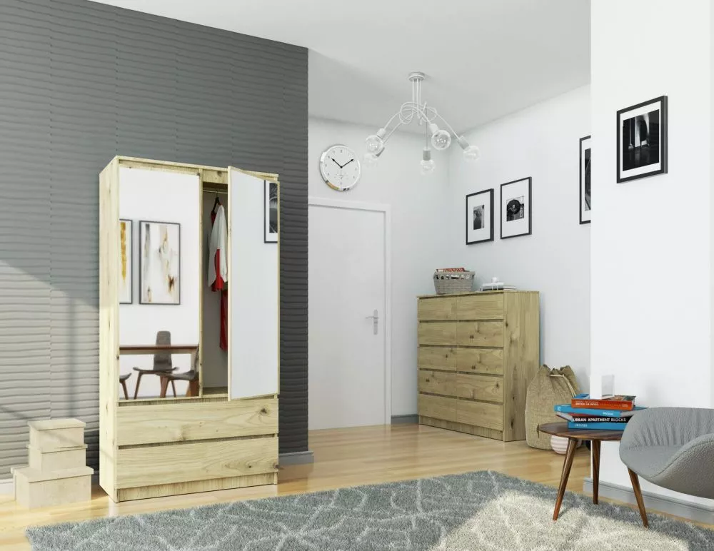 Skapis S902D2SZ Mirror · 90 × 51 × 180 cm