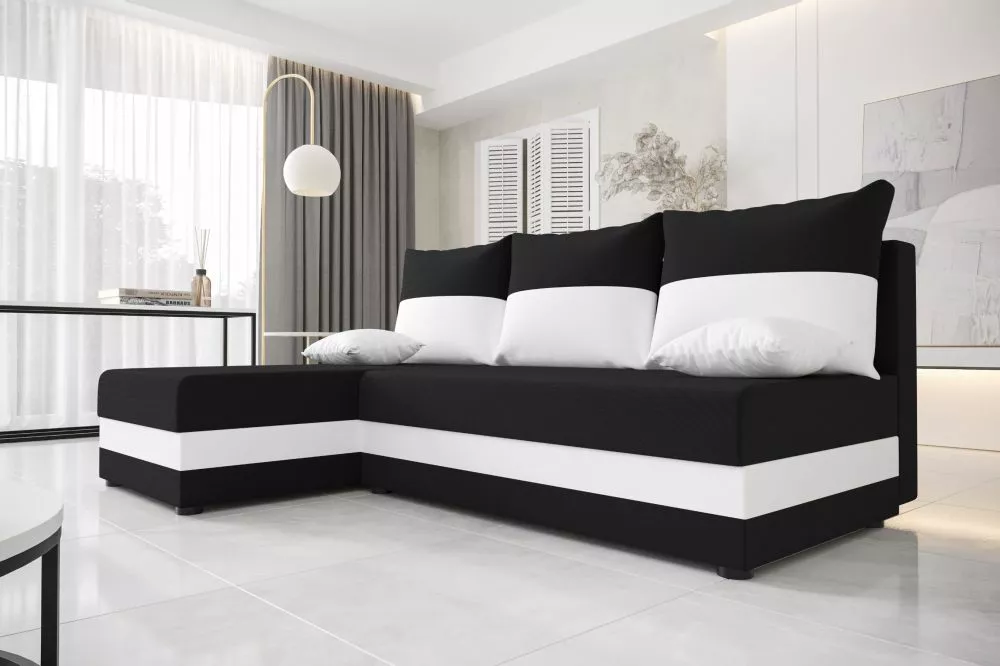 Dīvāns Hewlet Classic standard · Melns + balts · 140 × 204 × 80 cm