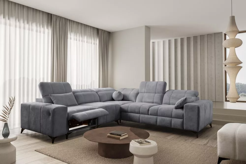 Dīvāns Dafne 3 Mix Standard · Tumši pelēks · 276 × 276 × 77 cm