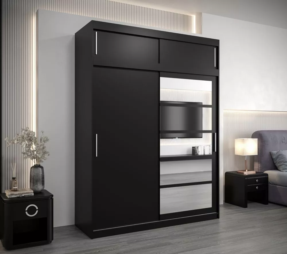Skapis Roma 1 Premium · Melns · 180 × 62 × 240 cm