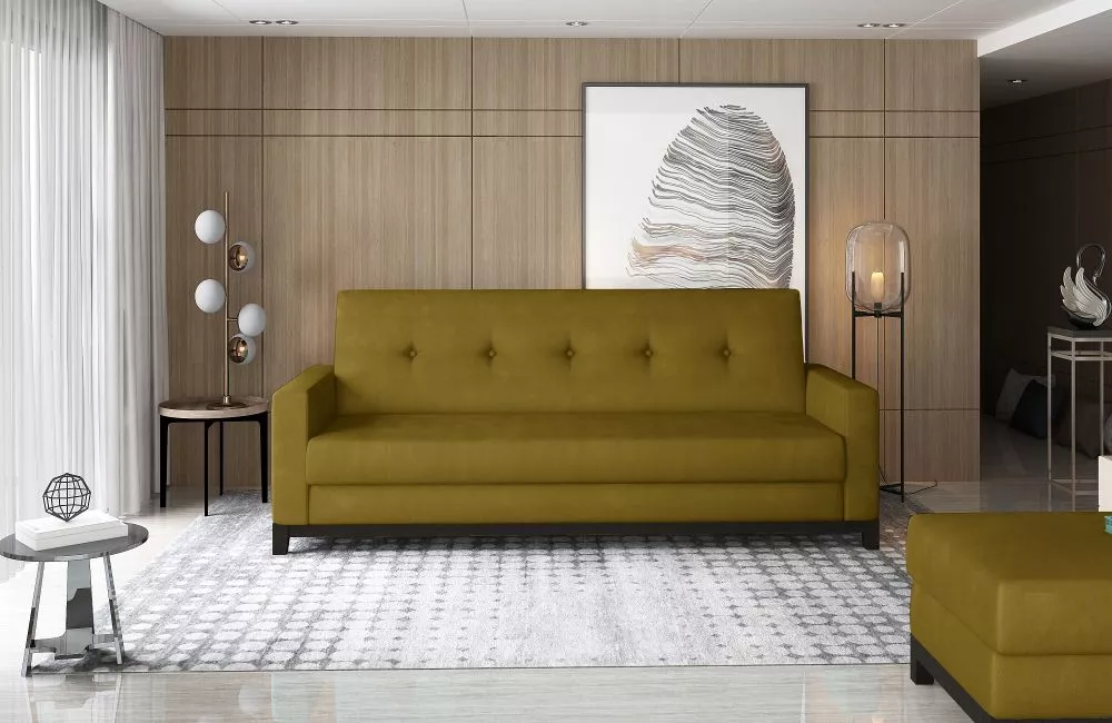 Dīvāns Selene Walnut standard · Tumši dzeltens · 87 × 216 × 93 cm