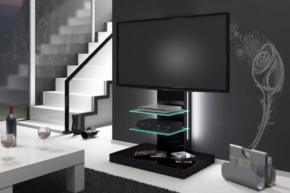 TV tumba Marino ar LED · Melns · 78 × 54 × 132.5 cm