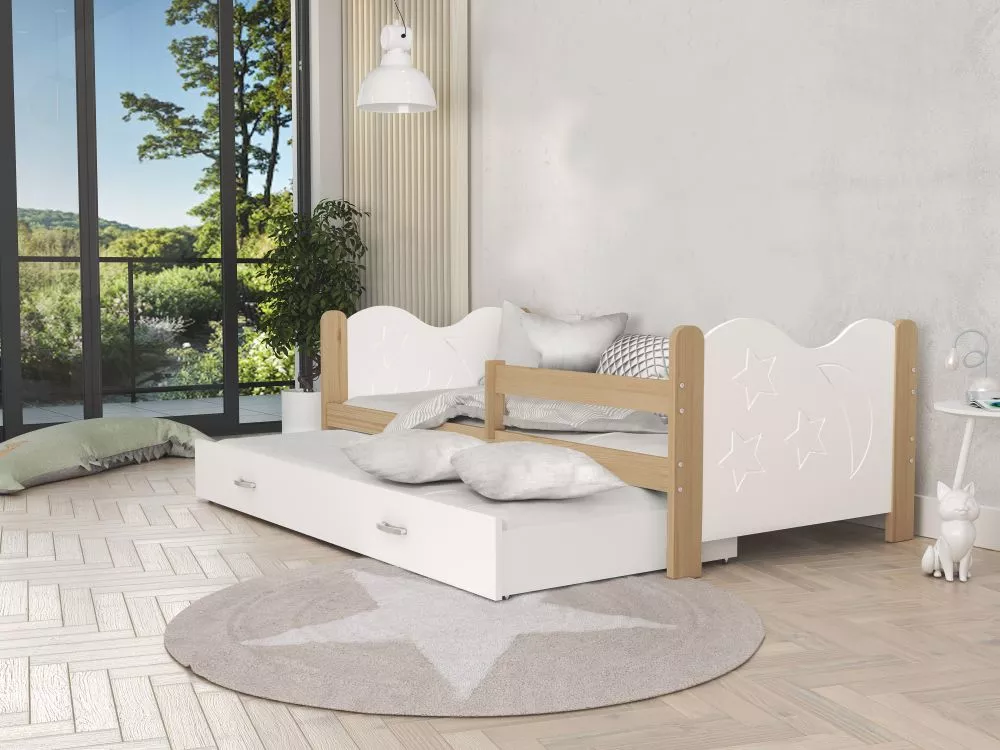 Bērnu gulta Mikolaj P2 80x190 ar stelāžam Guļamvietas platums: 80 cm, Guļamvietas garums: 190 cm, · 86 × 194 × 62 cm