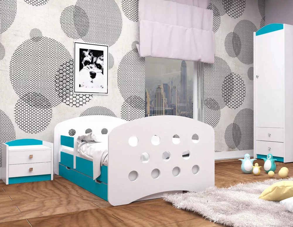 Bērnu gulta Happy Design Kolka L04 160x80 ar stelāžu Guļamvietas platums: 80 cm, Guļamvietas garums: 160 cm, · 92 × 164 