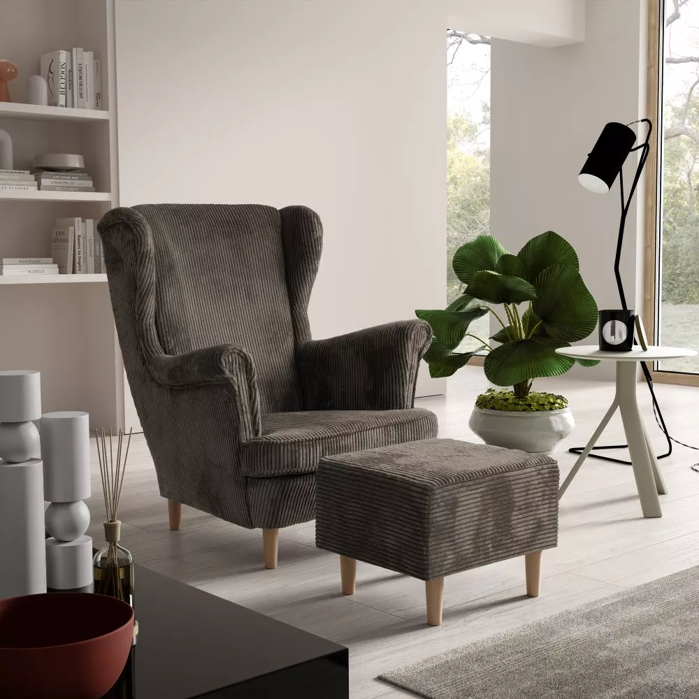 Mīksts krēsls Maya 194 1S+P Poso Standard Sēdvietas dziļums: 55 cm, · Tumši brūns · 85 × 90 × 103 cm