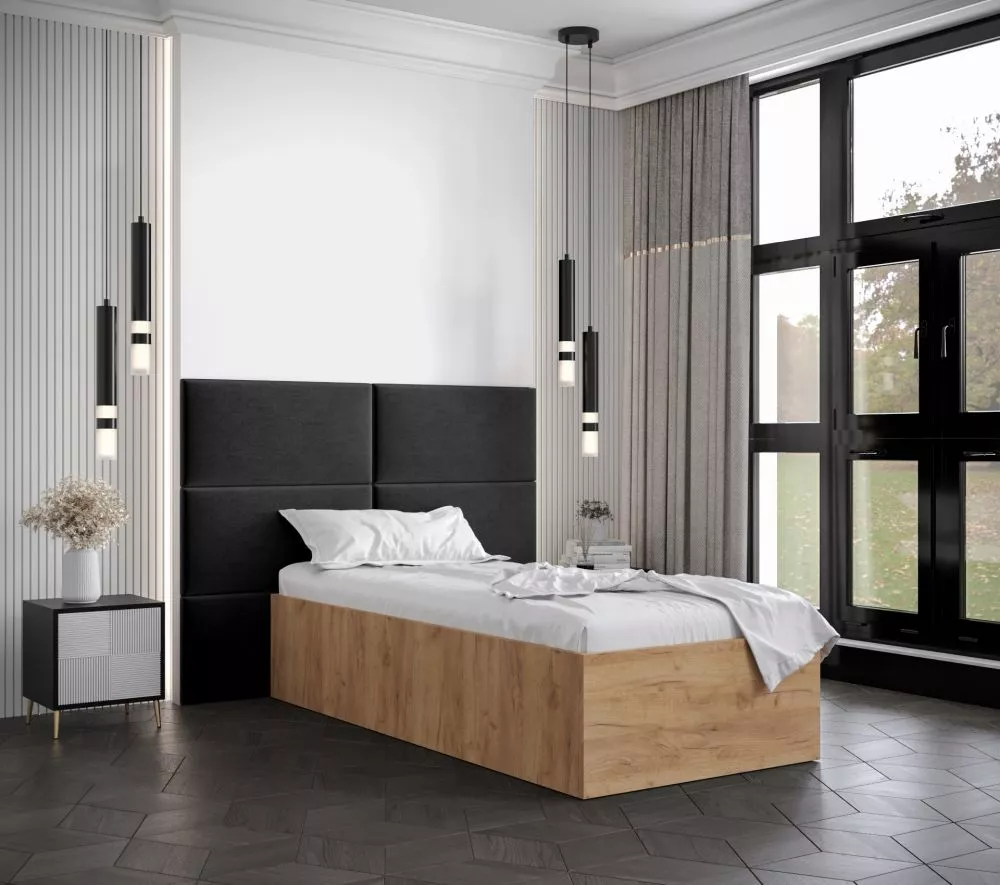 Gulta Bella 2 ar stelāžu Guļamvietas platums: 90 cm, Korpusa krāsa: ozols kraft zelts, Guļamvietas garums: 200 cm, stelā