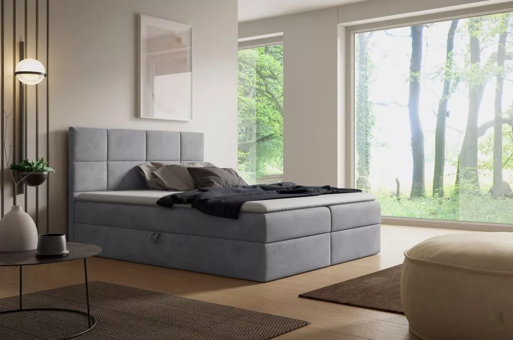 Gulta Relax Boxspring Standard Guļamvietas platums: 120 cm, Guļamvietas garums: 200 cm, · Pelēks · 124 × 208 × 103 cm