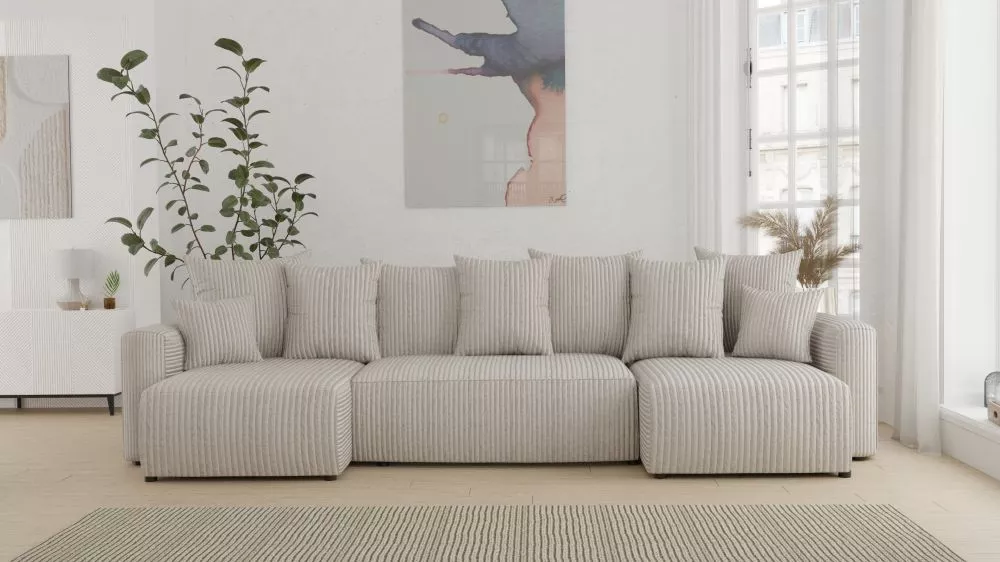 Dīvāns Denver U Comfort Standard · Gaiši bēšs · 142 × 312 × 73 cm