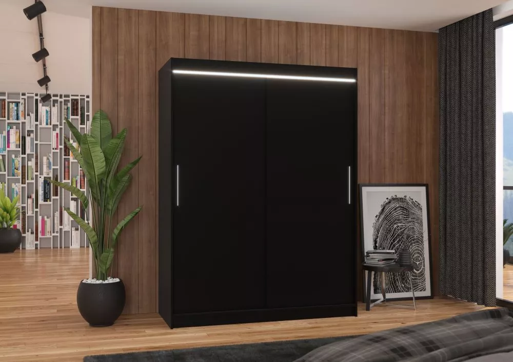 Skapis Denver ar LED · Melns · 150 × 58 × 200 cm