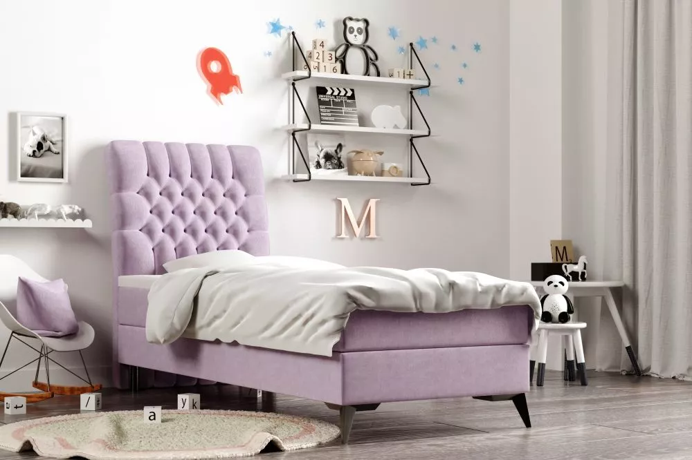 Gulta Molly Boxspring Standard Guļamvietas platums: 90 cm, Guļamvietas garums: 200 cm, · Gaiši rozā · 90 × 215 × 125 cm