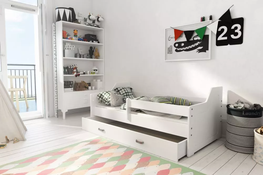Bērnu gulta Miki B4 ar stelāžu Guļamvietas platums: 80 cm, Guļamvietas garums: 160 cm, · 85 × 164 × 65 cm