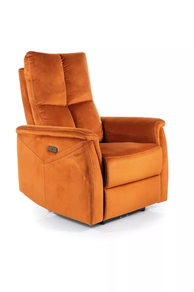 Mīksts krēsls Neptun M Velvet Sēdvietas dziļums: 57 cm, Maksimālais dziļums: 160 cm, · Oranžs · 76 × 94 × 96 cm