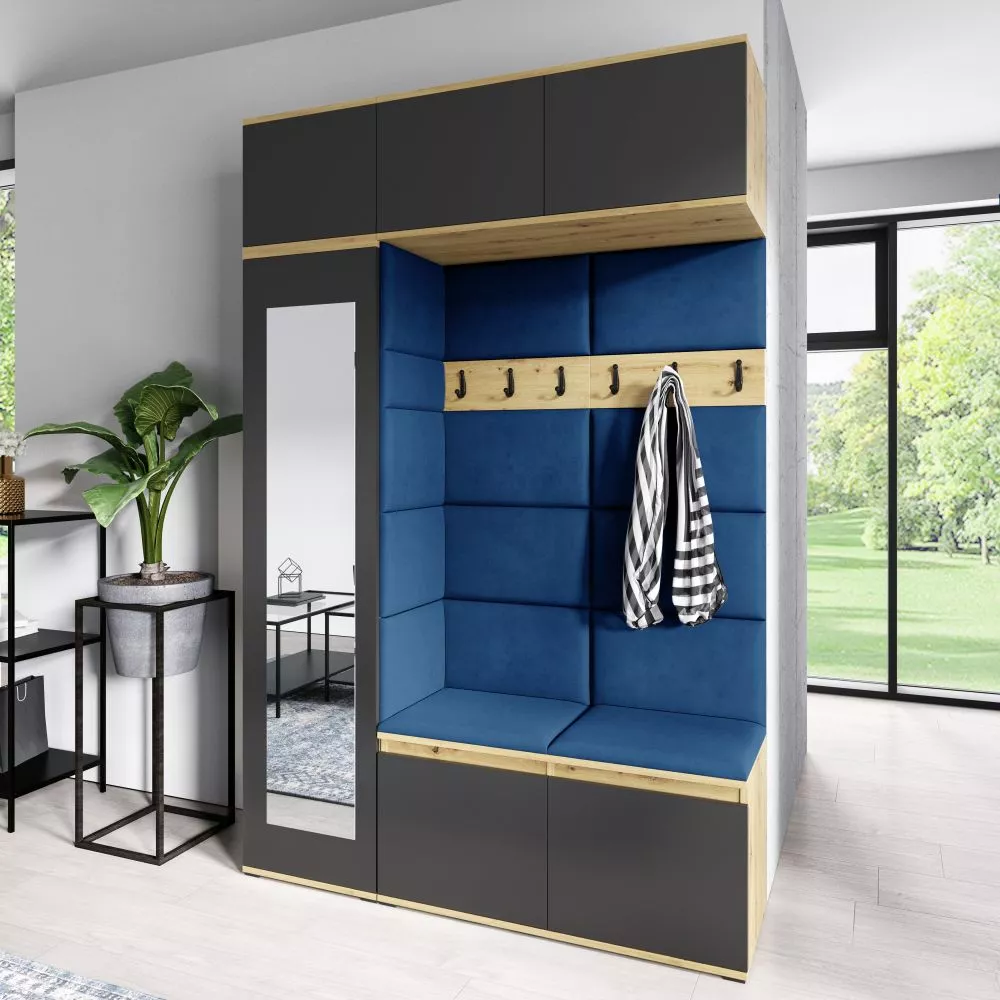 Apavu plaukts Emi 21 Trinity Korpusa krāsa: ozols artisan + melns, · 145 × 225 × 40 cm