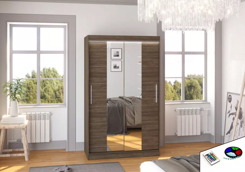 Skapis Santos ar LED · Šokolādes · 120 × 58 × 200 cm