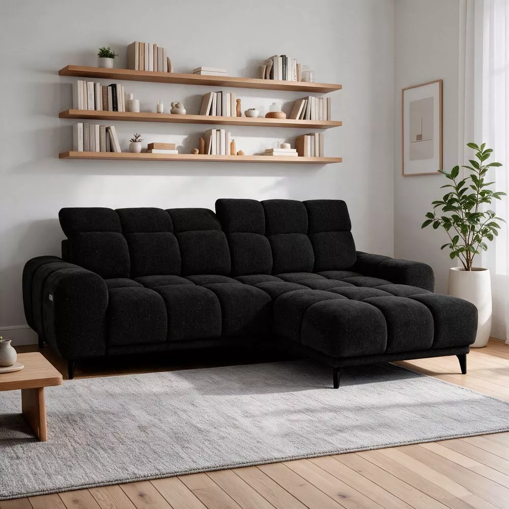Dīvāns Monza Mini Electric Standard · Melns · 182 × 275 × 85 cm