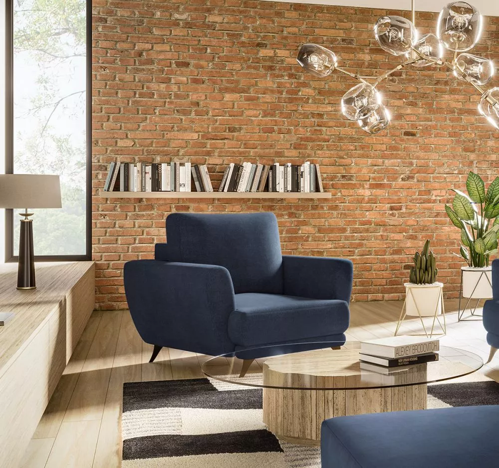 Mīksts krēsls Megis 1S Premium standard Sēdvietas dziļums: 60 cm, · Zils · 102 × 94 × 87 cm