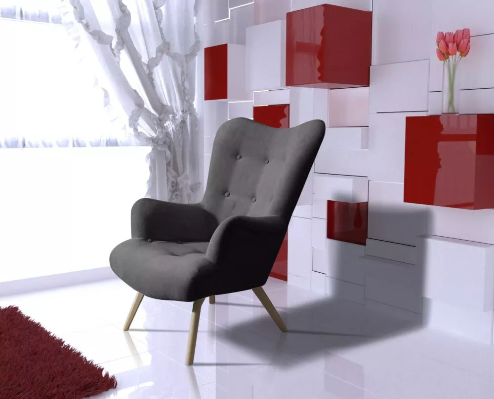 Mīksts krēsls Flori Standard Sēdvietas dziļums: 56 cm, · Tumši pelēks · 75 × 85 × 99 cm