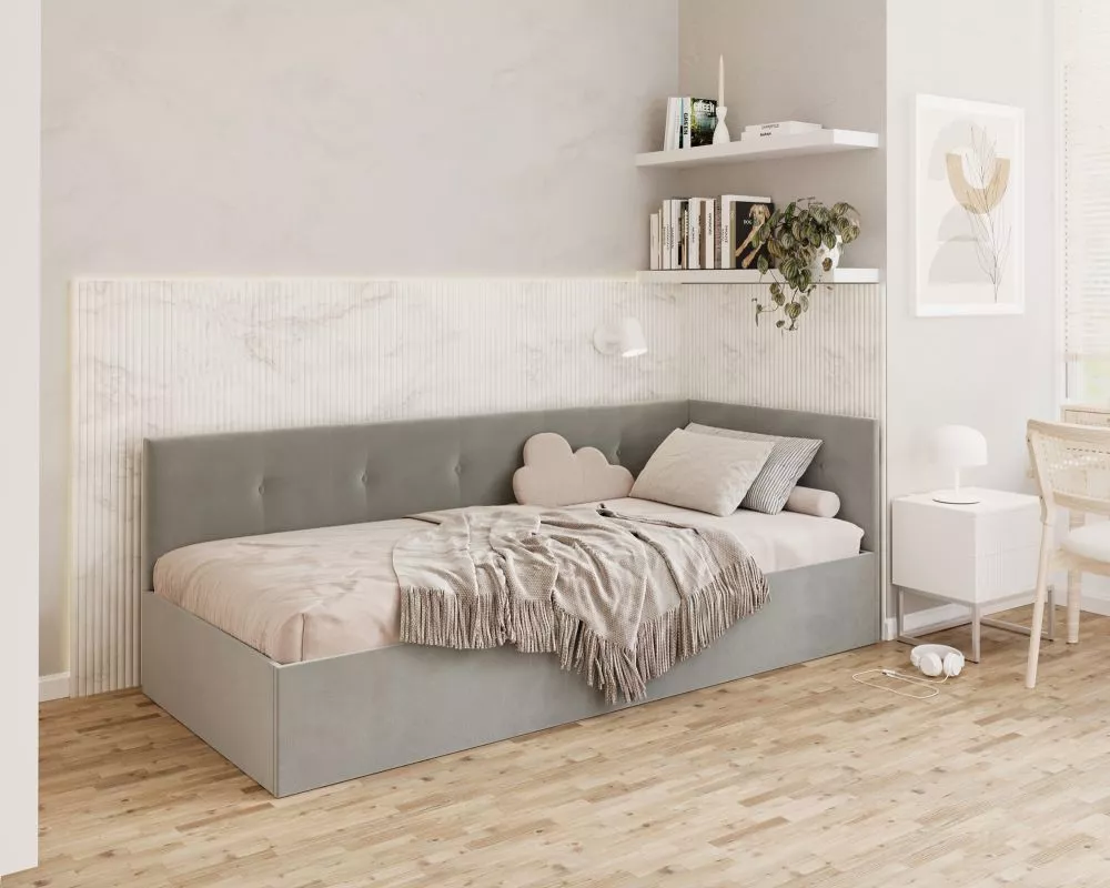Gulta Eddy 2 Standard ar stelāžu Guļamvietas platums: 90 cm, Guļamvietas garums: 200 cm, stelāžas tips: metāla, · Pelēks