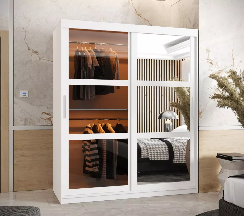 Skapis Dome 2 ar LED · Balts · 150 × 62 × 200 cm