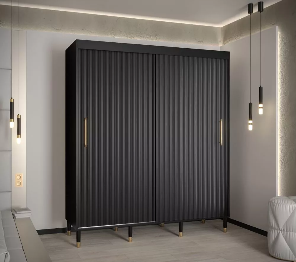 Skapis Calipso Wave 1 · Melns · 180 × 62 × 208 cm