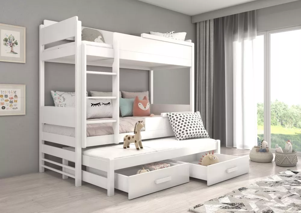Bērnu gulta Queen White ar stelāžam Guļamvietas platums: 80 cm, Guļamvietas garums: 180 cm, · 87 × 190 × 183 cm