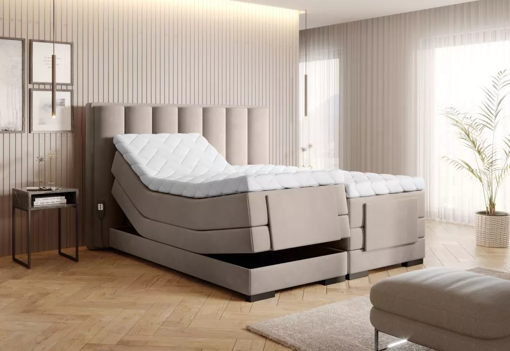 Gulta Veros Electric Boxspring Standard Guļamvietas platums: 160 cm, Guļamvietas garums: 200 cm, · Krēma · 178 × 217 × 1