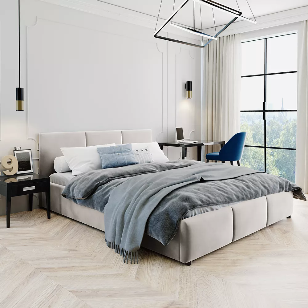 Gulta Nela Standard ar stelāžu Guļamvietas platums: 160 cm, Guļamvietas garums: 200 cm, · Bēšs · 170 × 218 × 82 cm