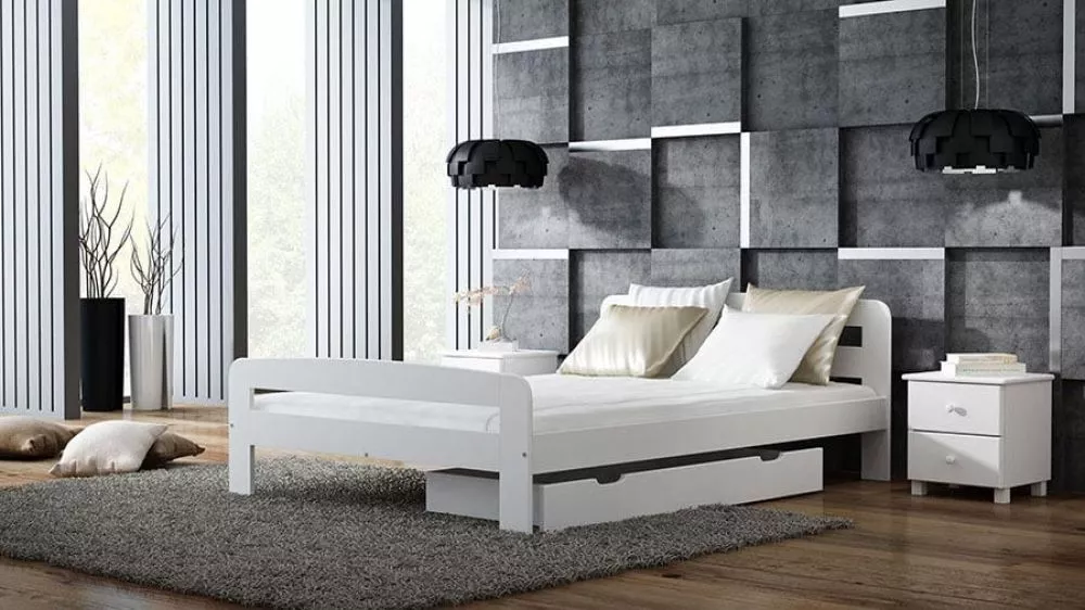 Gulta Klaudia ar stelāžu Guļamvietas platums: 120 cm, Guļamvietas garums: 200 cm, · Balts · 128 × 207 × 69 cm