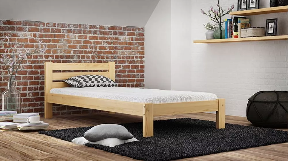 Gulta Azja ar stelāžu Guļamvietas platums: 90 cm, Guļamvietas garums: 200 cm, · Priede · 100 × 208 × 71 cm
