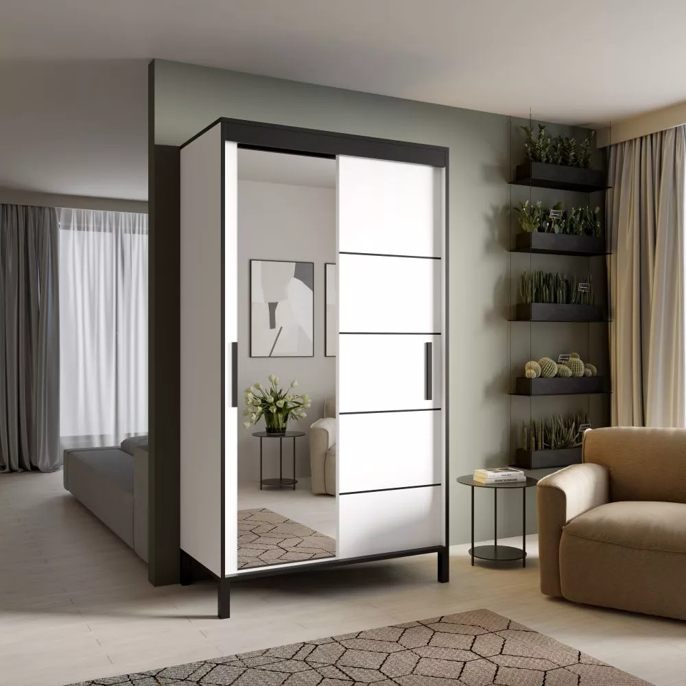 Skapis Bell-M 120 · Balts · 120 × 60 × 221 cm