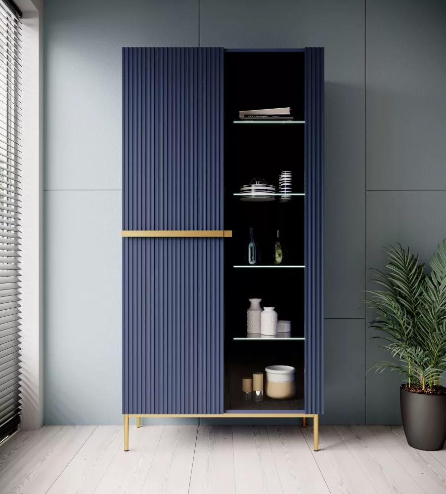 Sekcija Nicole W100 2D Gold · Zils · 100 × 45 × 200 cm